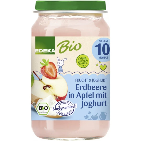Bio Erdbeere In Apfel Mit Joghurt 190G 1 Bio Erdbeere In Apfel Mit Joghurt 190G